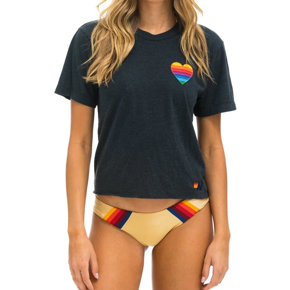 Aviator Nation Black Rainbow Heart Women's T-Shirt